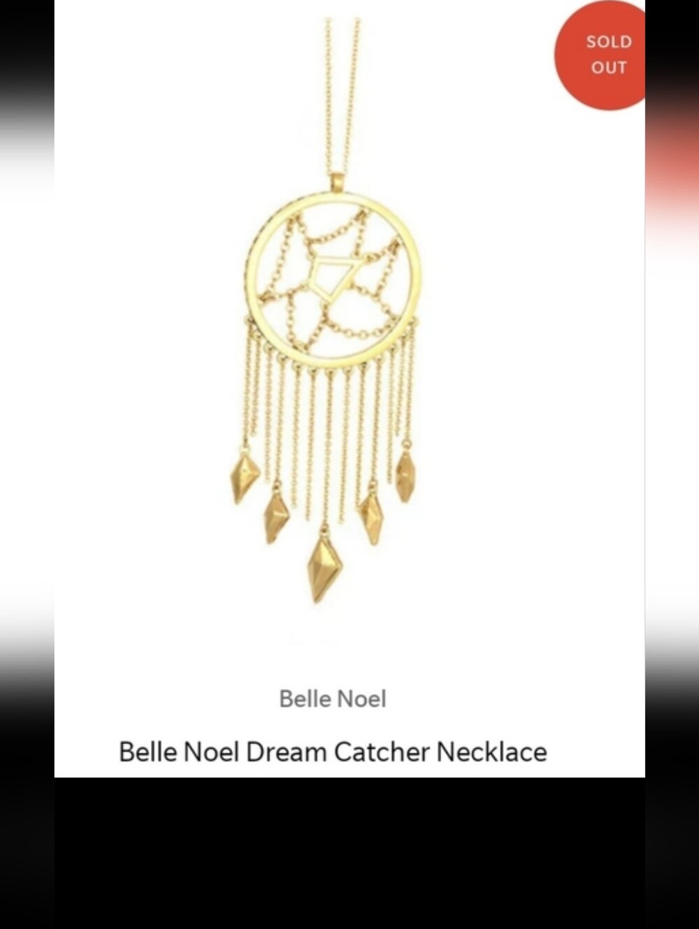 New AUTHENTIC GENUINE BELLE NOEL ✨️ GOLD DREAM CATCHER NECKLACE with GIFT BAG